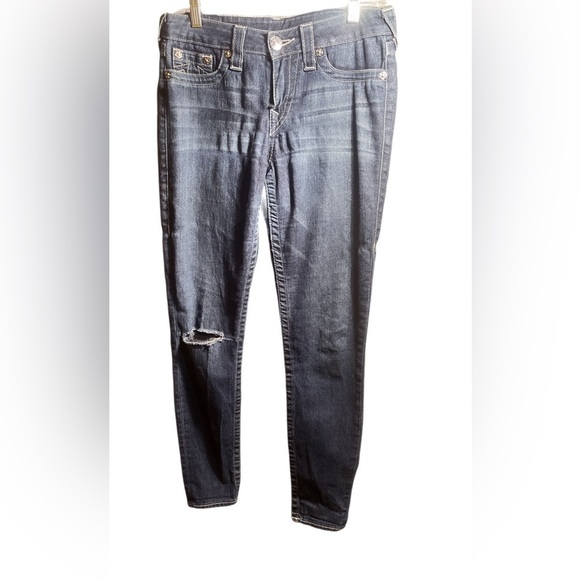True Religion legging basic all over natural stretch trendy blue denim jeans 28 - Picture 2 of 5